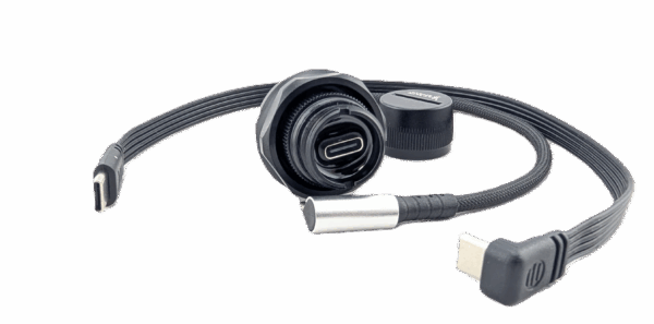 Kraken Sports M16/M24 USB-C PD Bulkhead with USB-C cable for underwater camera housings