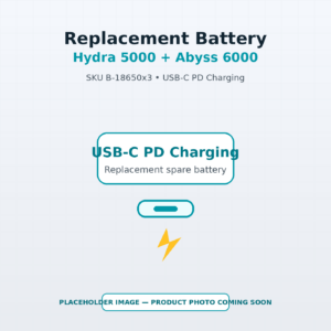 Clean placeholder image for B-18650x3 replacement battery for Kraken Hydra 5000 and Abyss 6000