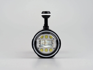 Kraken KR-S80+ underwater strobe front view with flash tube and video LEDs